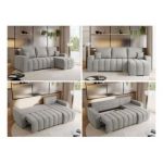 Narożnik KIRASSO L - uniwersalny - jasnoszary, struktura