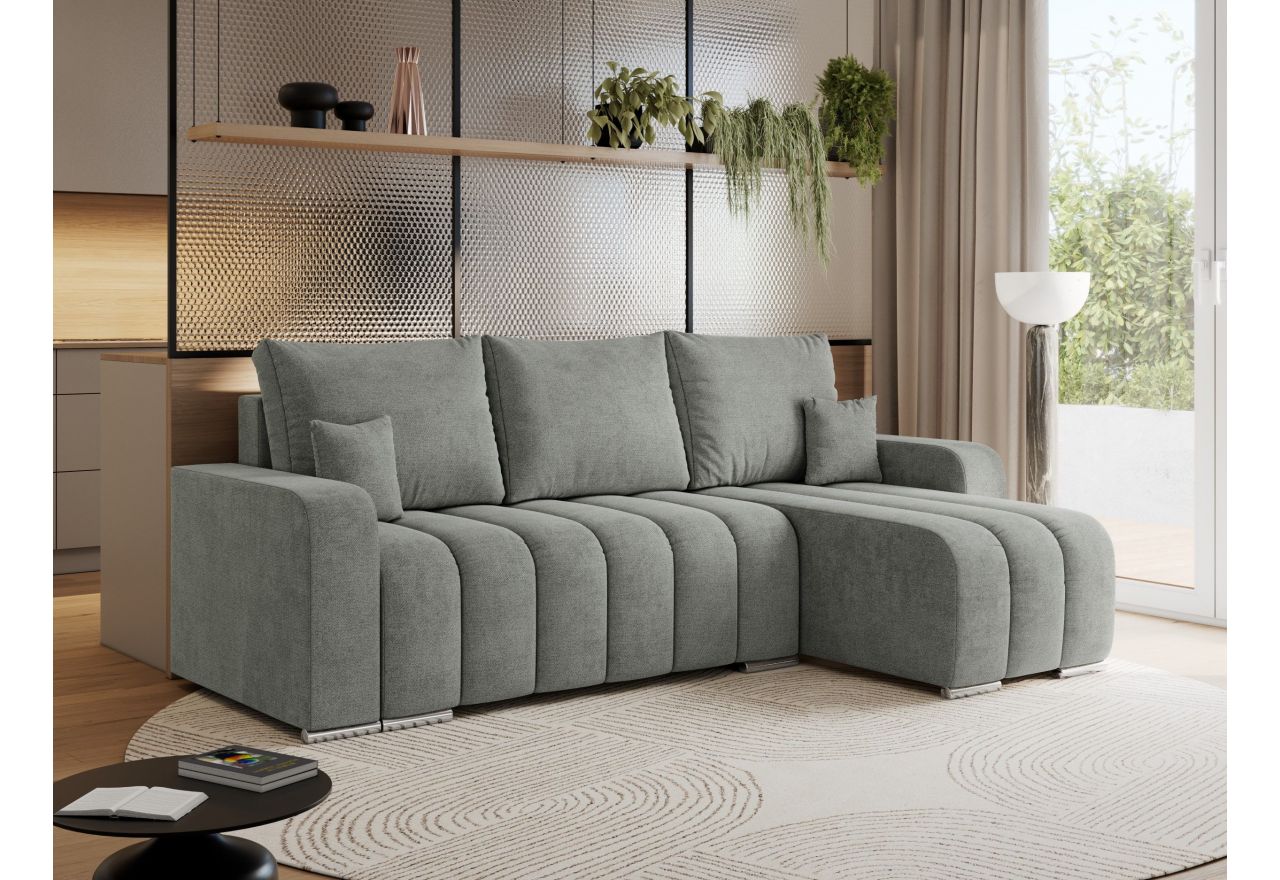 Narożnik KIRASSO L - uniwersalny - szary, struktura