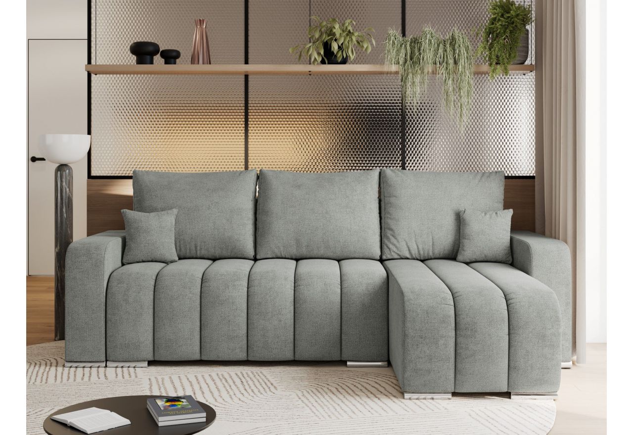 Narożnik KIRASSO L - uniwersalny - szary, struktura