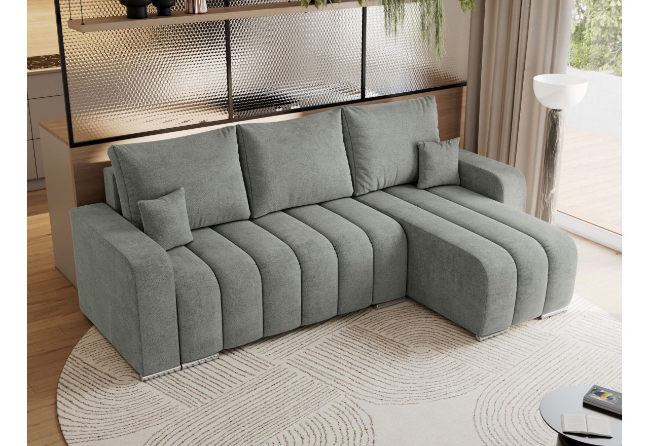 Narożnik KIRASSO L - uniwersalny - szary, struktura