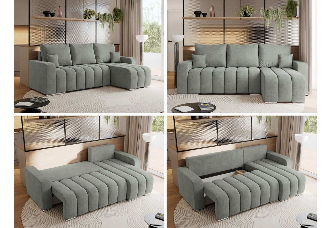 Narożnik KIRASSO L - uniwersalny - szary, struktura