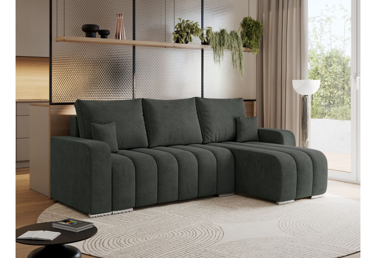 Narożnik KIRASSO L - uniwersalny - ciemnoszary, struktura