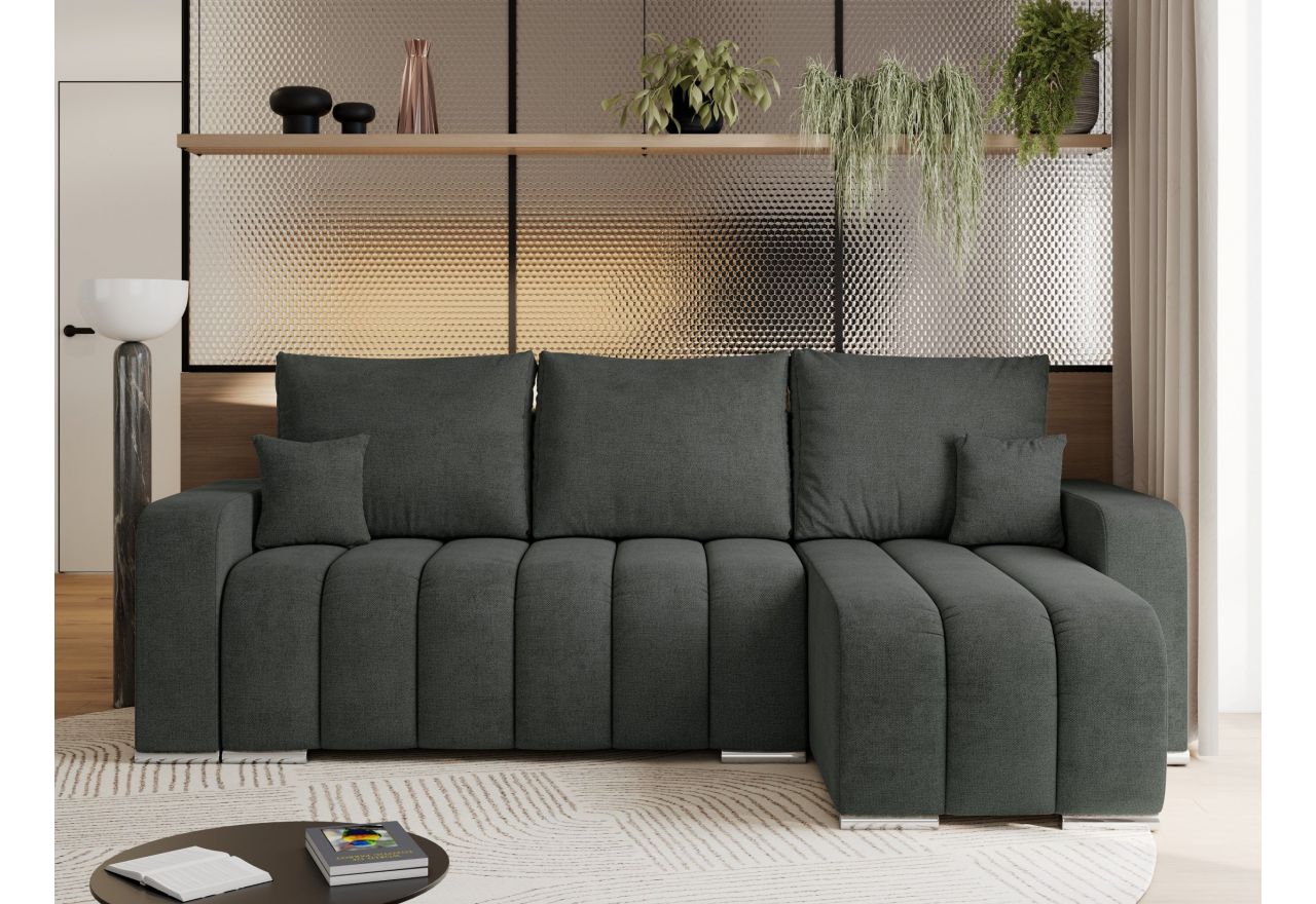 Narożnik KIRASSO L - uniwersalny - ciemnoszary, struktura