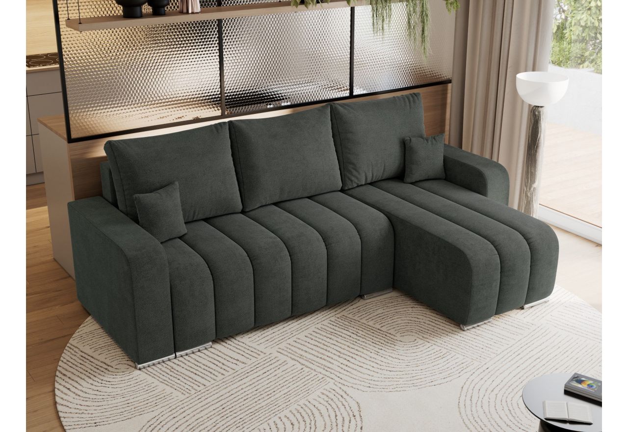 Narożnik KIRASSO L - uniwersalny - ciemnoszary, struktura