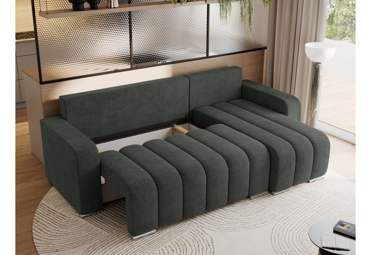 Narożnik KIRASSO L - uniwersalny - ciemnoszary, struktura