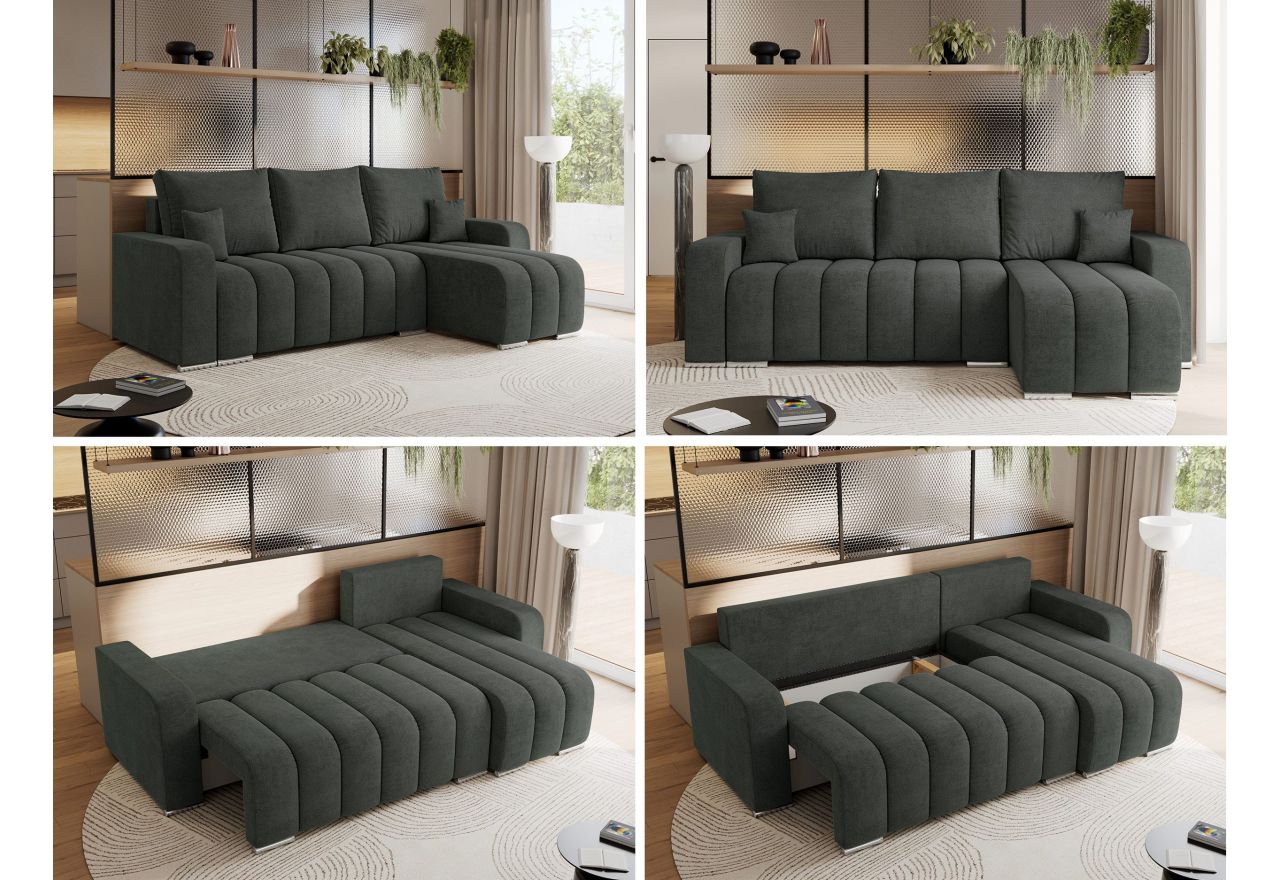 Narożnik KIRASSO L - uniwersalny - ciemnoszary, struktura