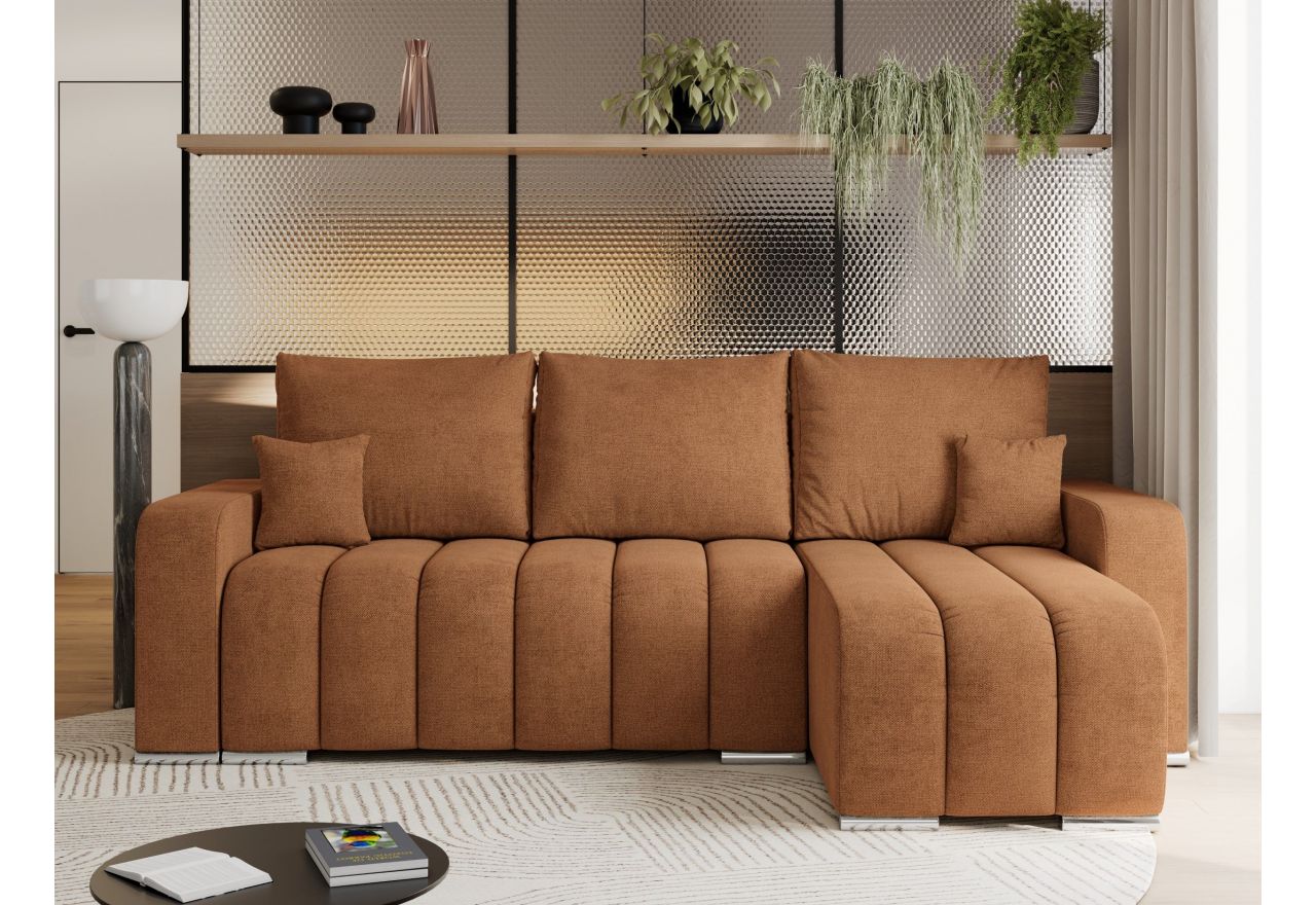 Narożnik KIRASSO L - uniwersalny - pomarańczowy, struktura