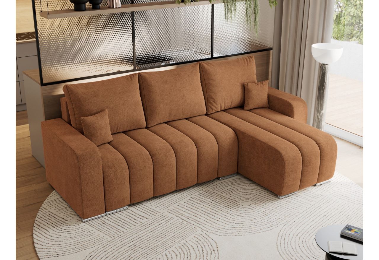 Narożnik KIRASSO L - uniwersalny - pomarańczowy, struktura