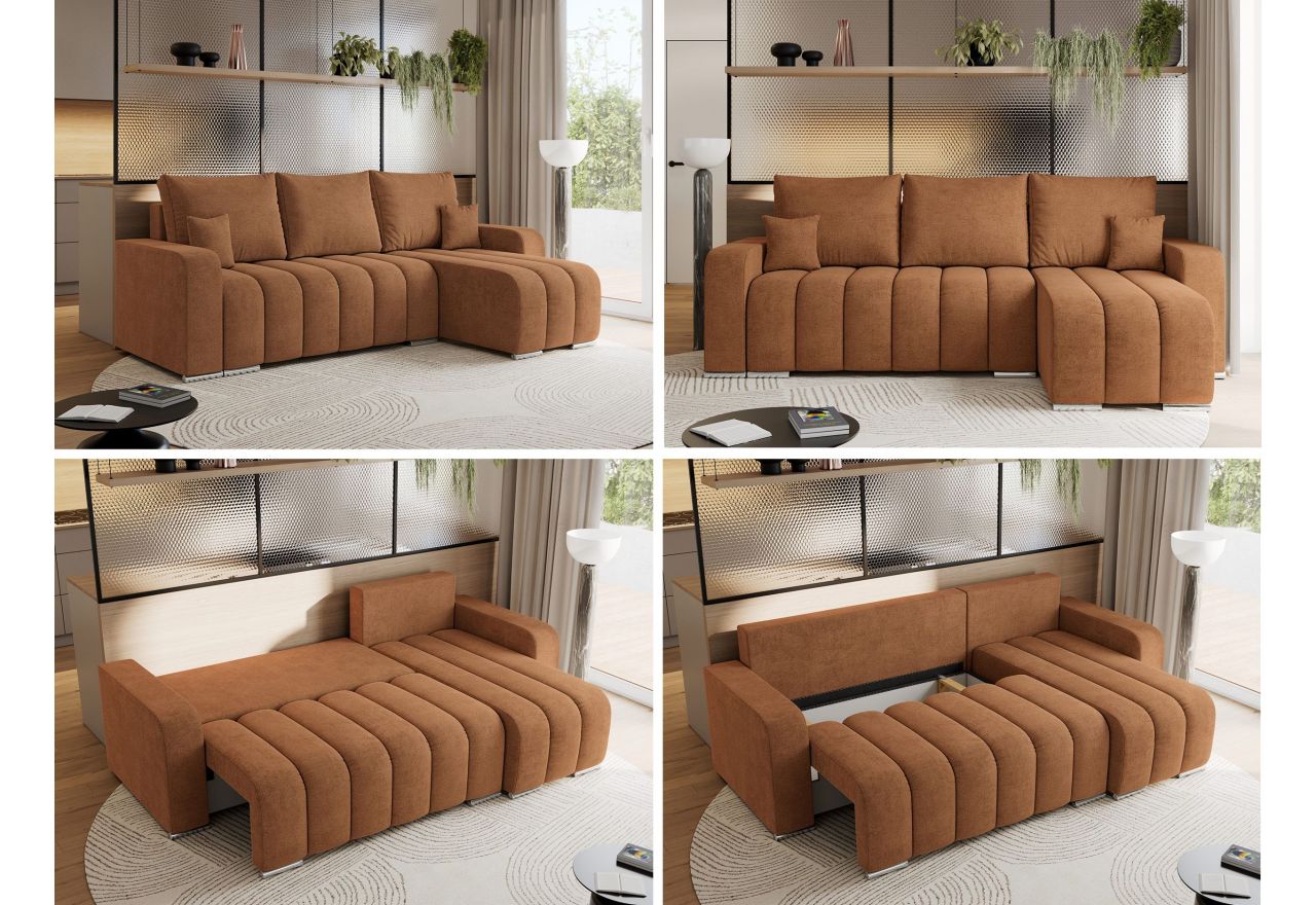 Narożnik KIRASSO L - uniwersalny - pomarańczowy, struktura