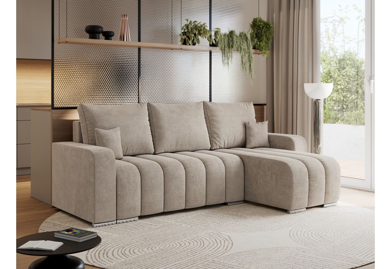 Narożnik KIRASSO L - uniwersalny - beżowy, struktura