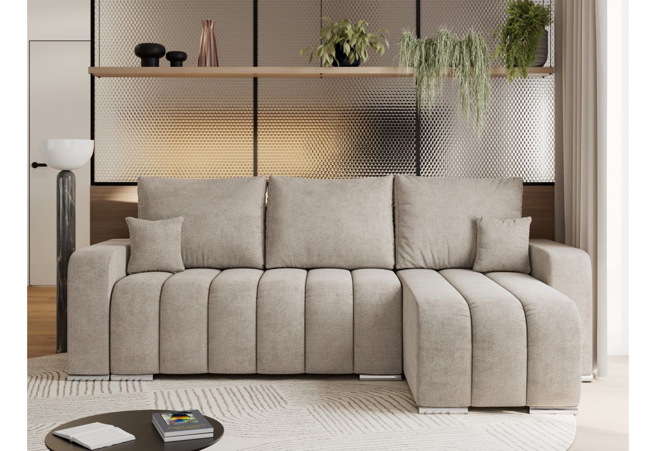 Narożnik KIRASSO L - uniwersalny - beżowy, struktura