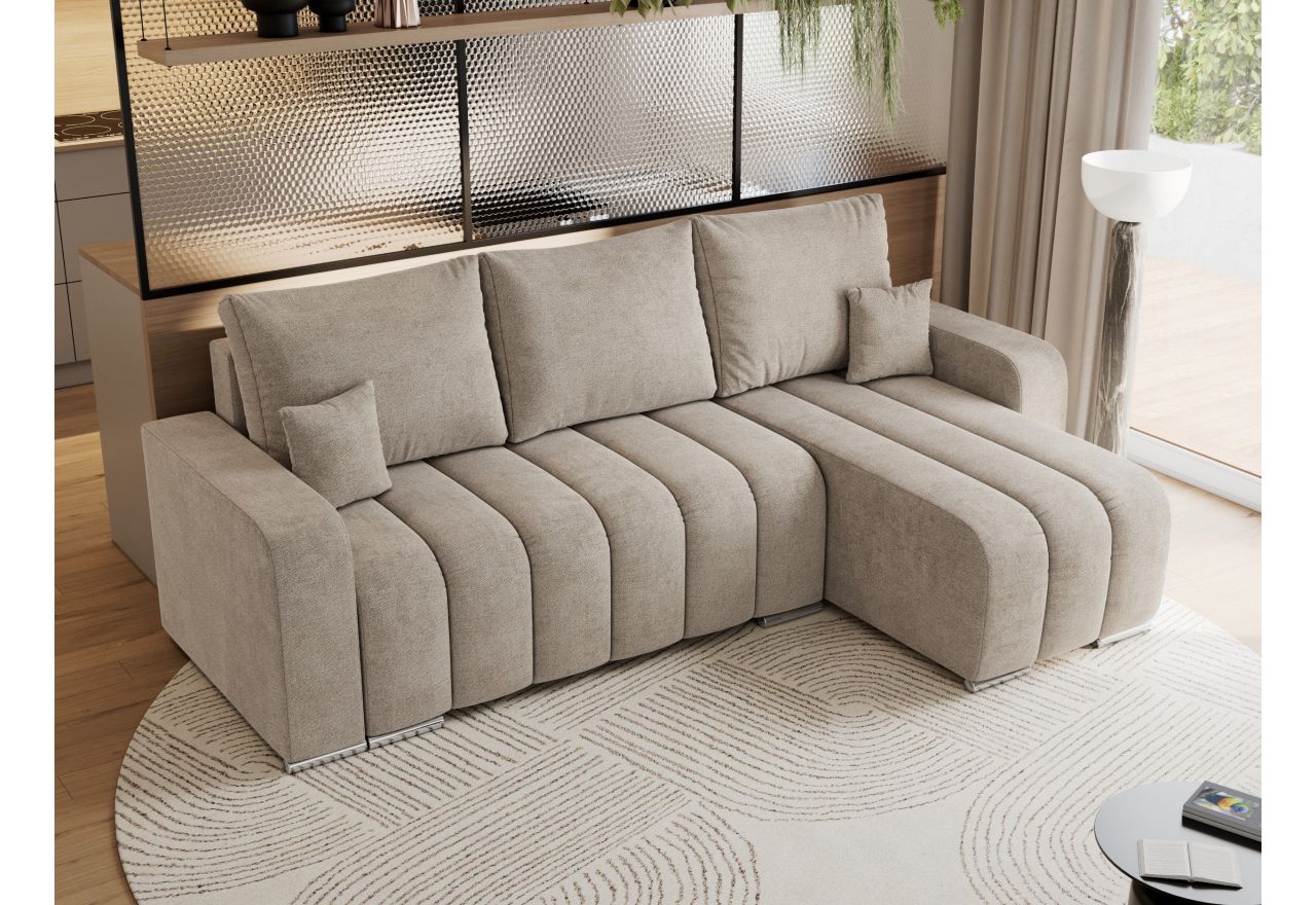 Narożnik KIRASSO L - uniwersalny - beżowy, struktura