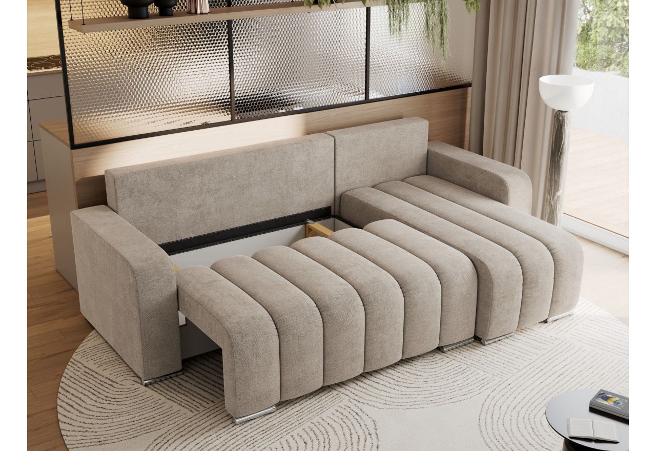 Narożnik KIRASSO L - uniwersalny - beżowy, struktura