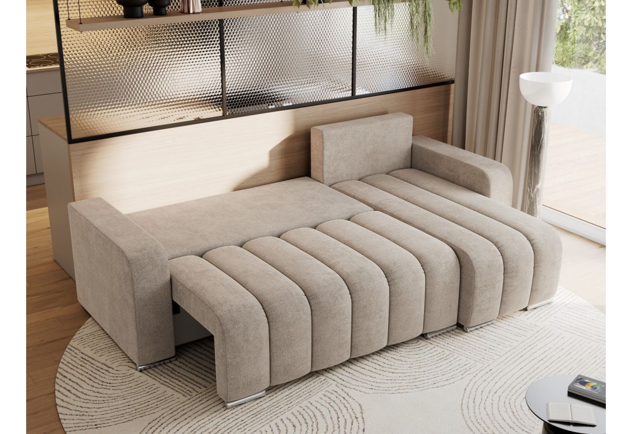 Narożnik KIRASSO L - uniwersalny - beżowy, struktura