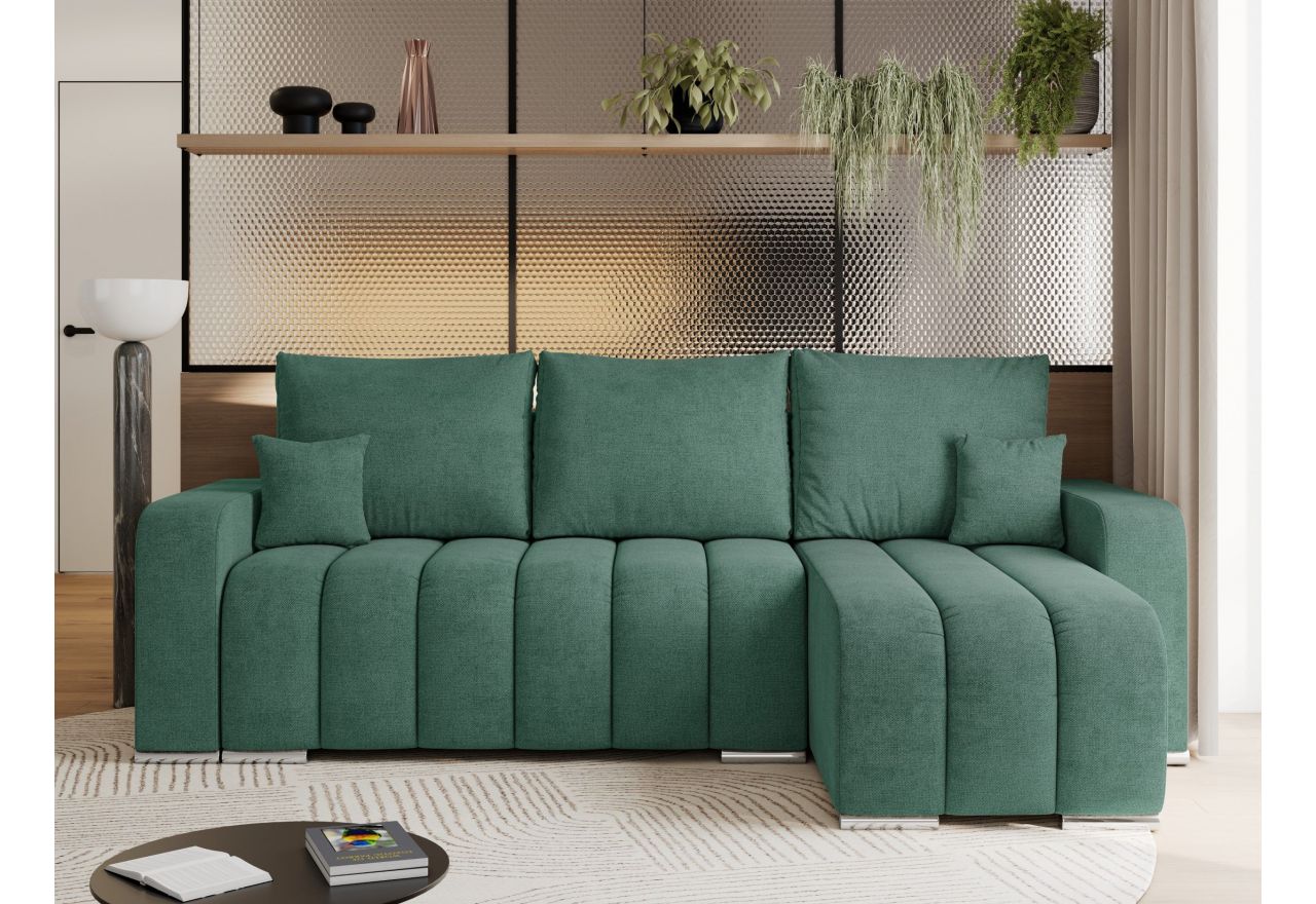 Narożnik KIRASSO L - uniwersalny - ciemnozielony, struktura