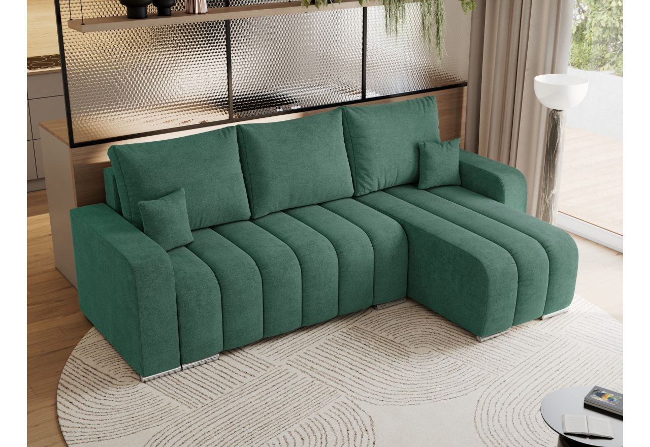 Narożnik KIRASSO L - uniwersalny - ciemnozielony, struktura