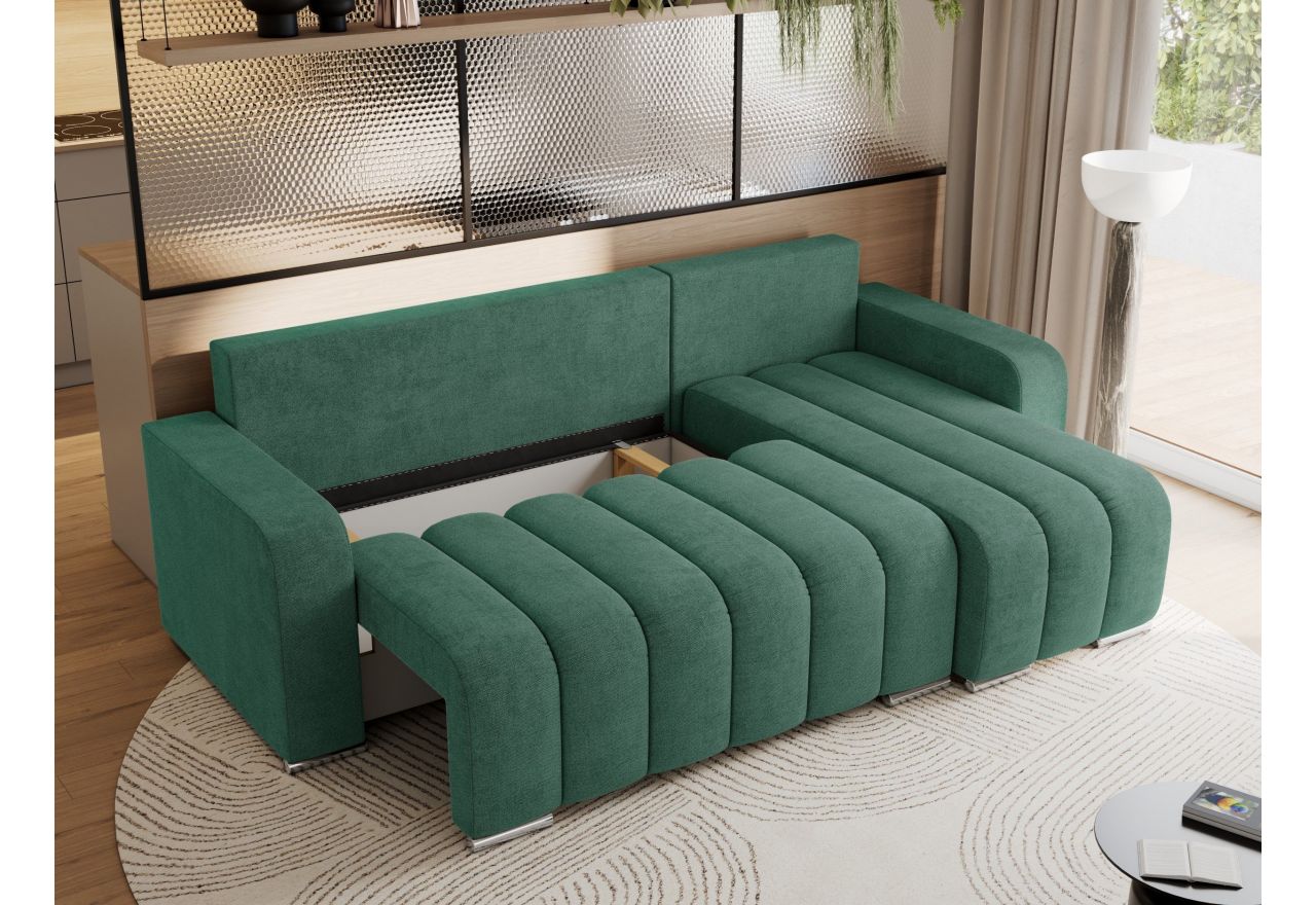 Narożnik KIRASSO L - uniwersalny - ciemnozielony, struktura