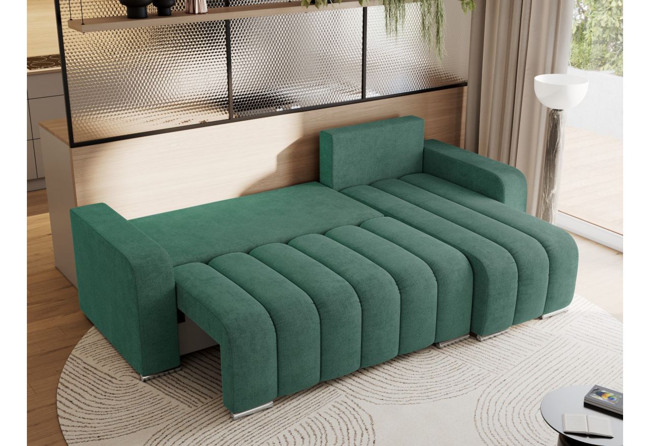 Narożnik KIRASSO L - uniwersalny - ciemnozielony, struktura