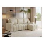 Narożnik KIRASSO L - uniwersalny - beżowy, welwet