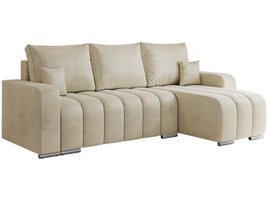 Narożnik KIRASSO L - uniwersalny - beżowy, welwet