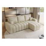 Narożnik KIRASSO L - uniwersalny - beżowy, welwet