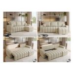 Narożnik KIRASSO L - uniwersalny - beżowy, welwet