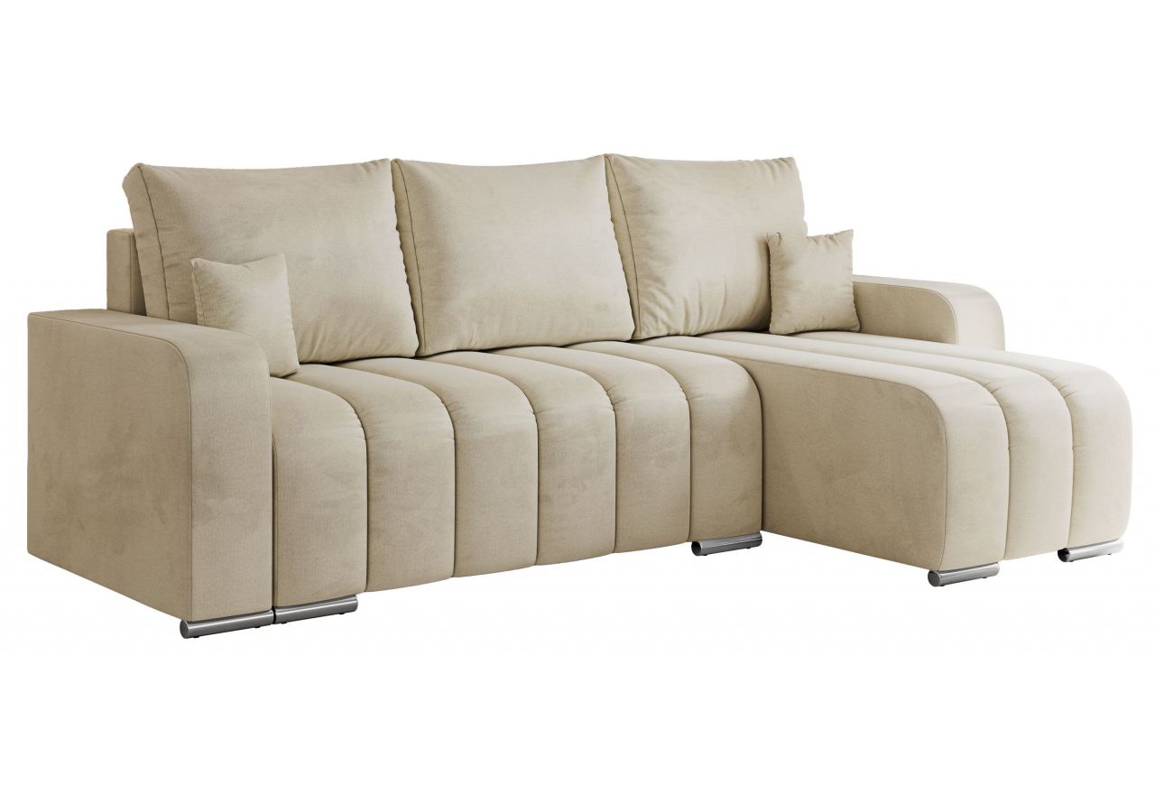 Narożnik KIRASSO L - uniwersalny - beżowy, welwet