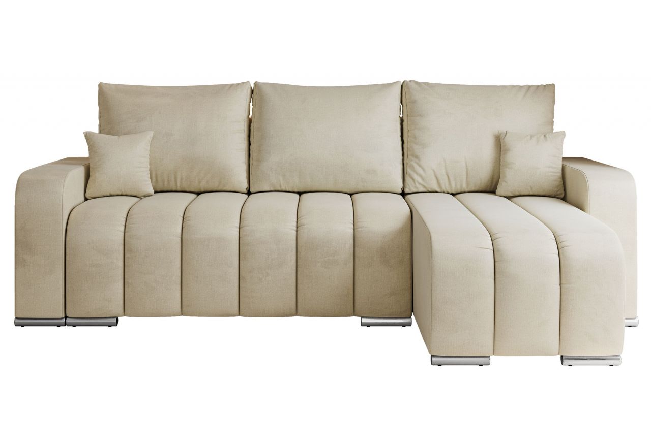 Narożnik KIRASSO L - uniwersalny - beżowy, welwet