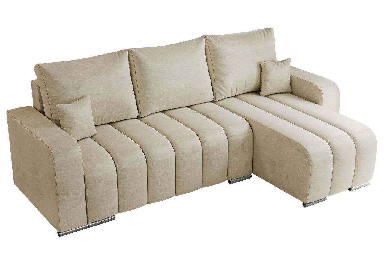 Narożnik KIRASSO L - uniwersalny - beżowy, welwet