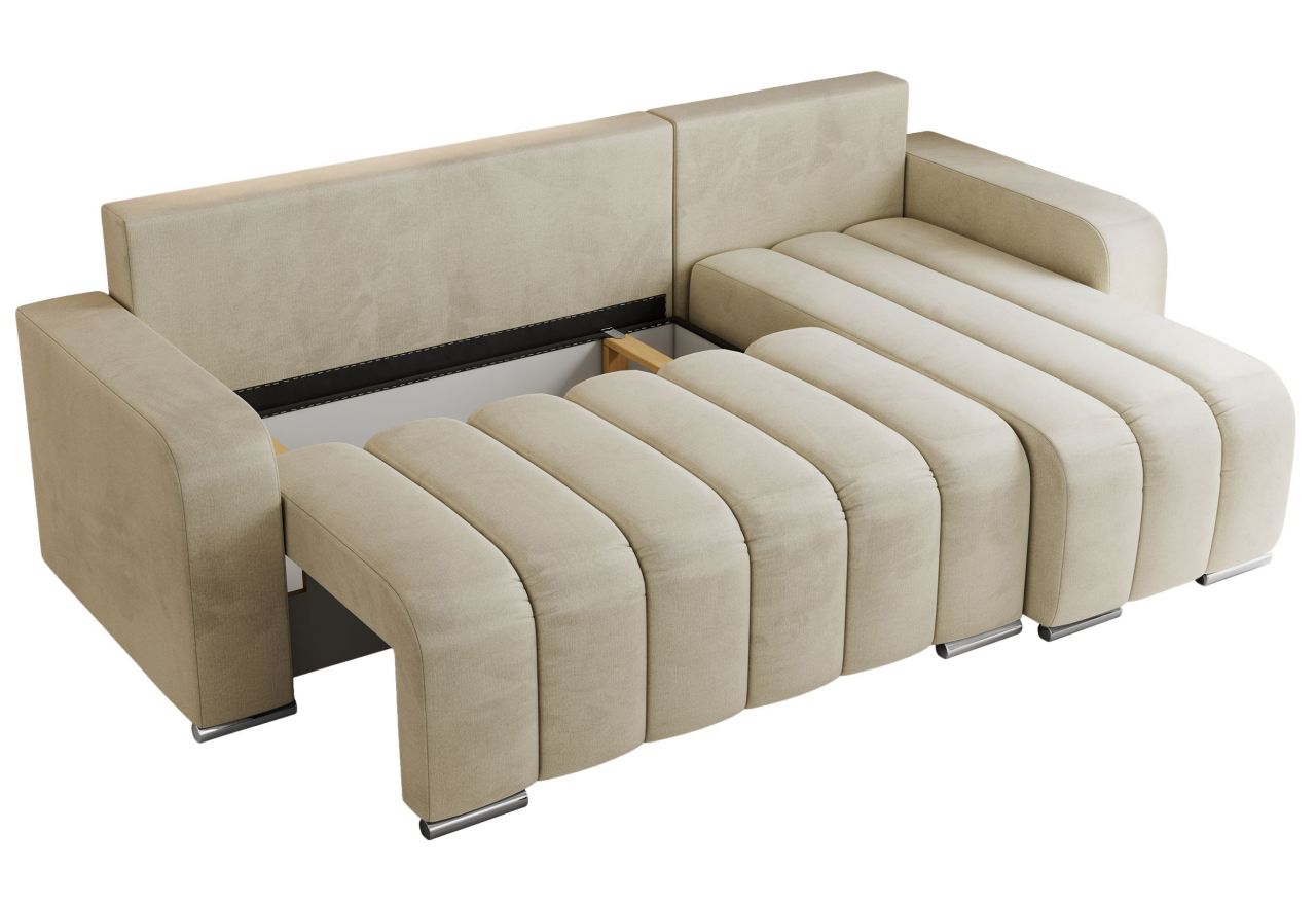 Narożnik KIRASSO L - uniwersalny - beżowy, welwet