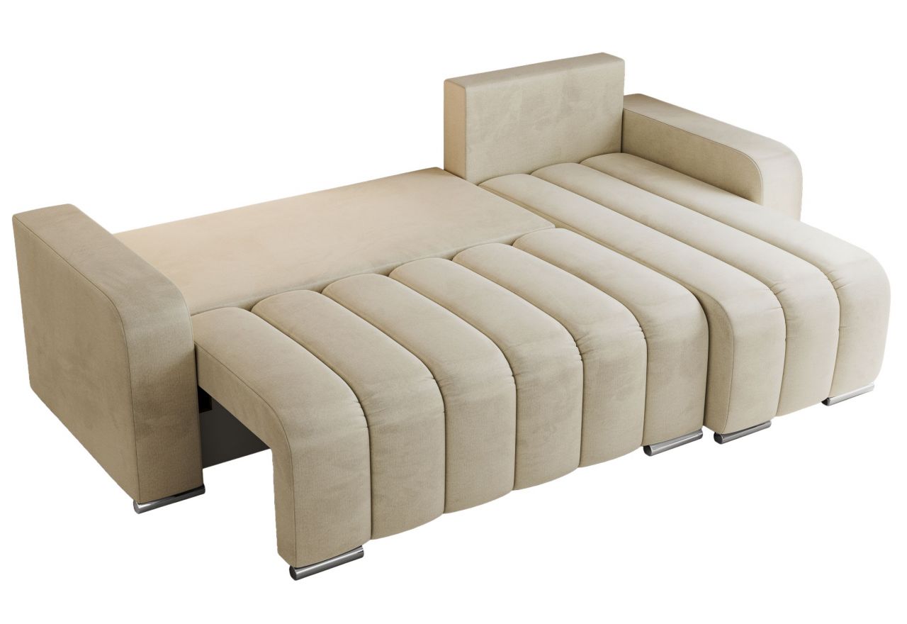 Narożnik KIRASSO L - uniwersalny - beżowy, welwet