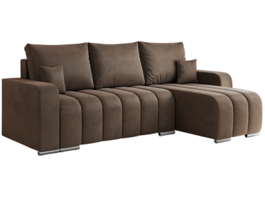 Narożnik KIRASSO L - uniwersalny - brązowy, welwet