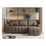 Narożnik KIRASSO L - uniwersalny - brązowy, welwet