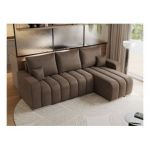 Narożnik KIRASSO L - uniwersalny - brązowy, welwet