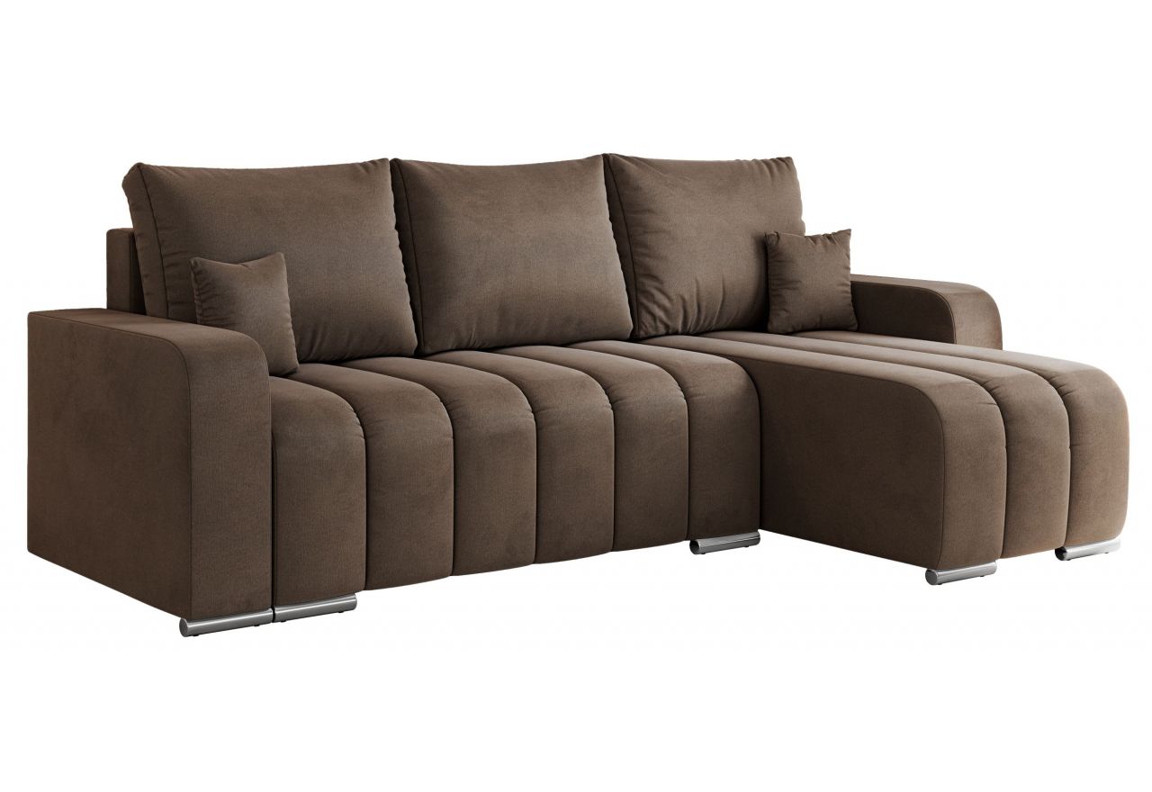 Narożnik KIRASSO L - uniwersalny - brązowy, welwet