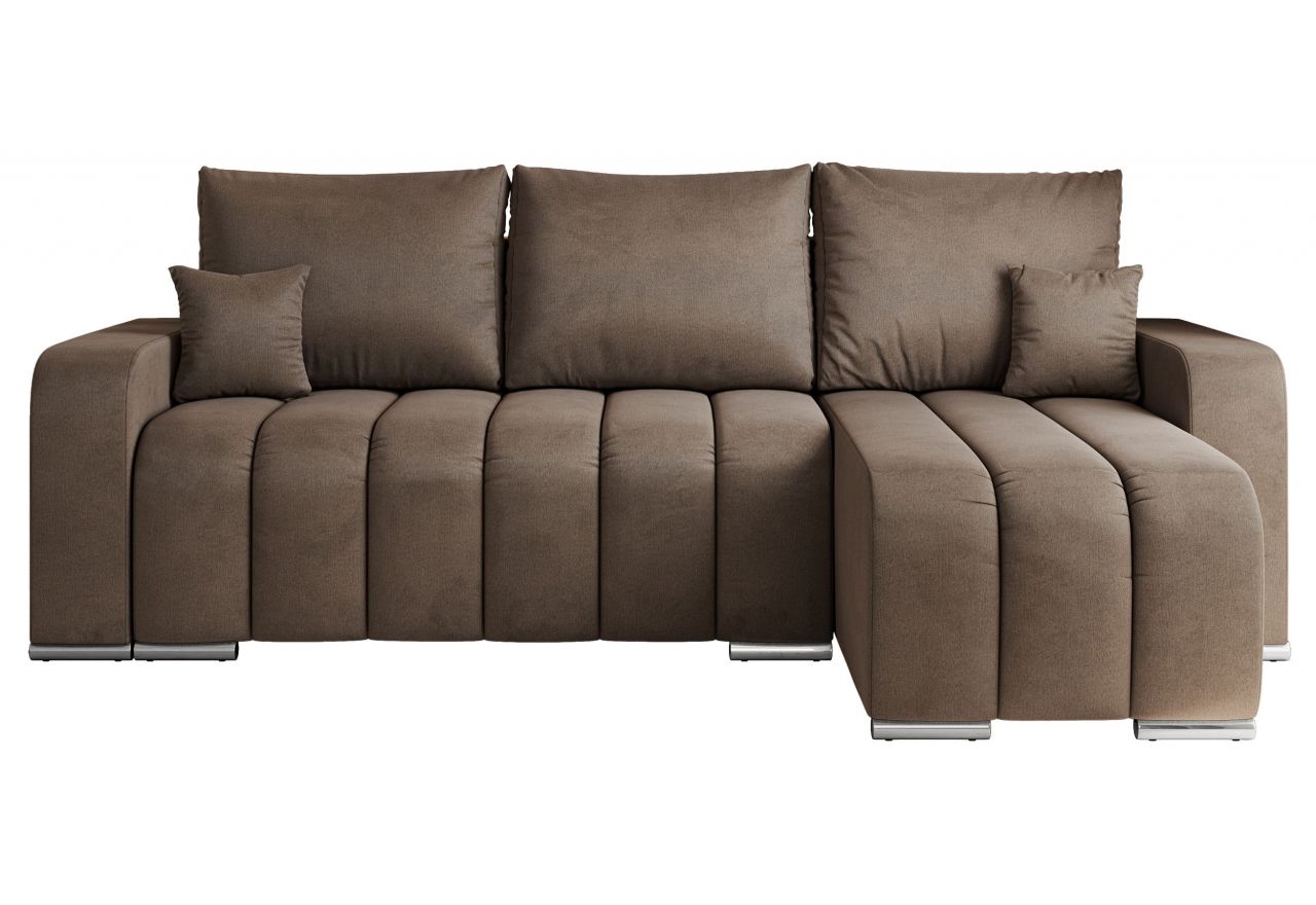 Narożnik KIRASSO L - uniwersalny - brązowy, welwet