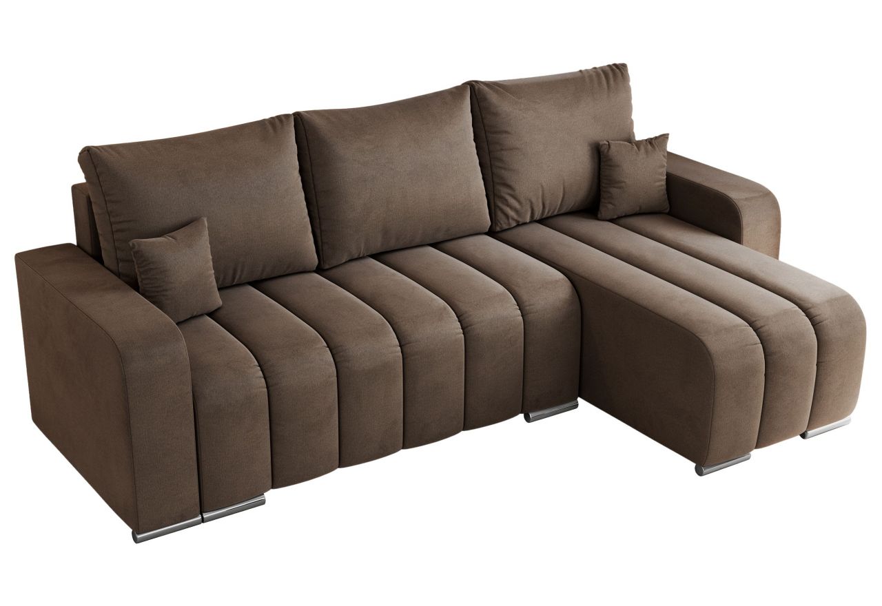 Narożnik KIRASSO L - uniwersalny - brązowy, welwet