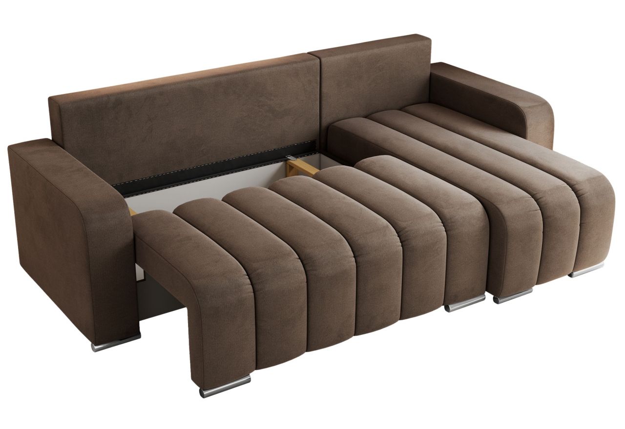 Narożnik KIRASSO L - uniwersalny - brązowy, welwet