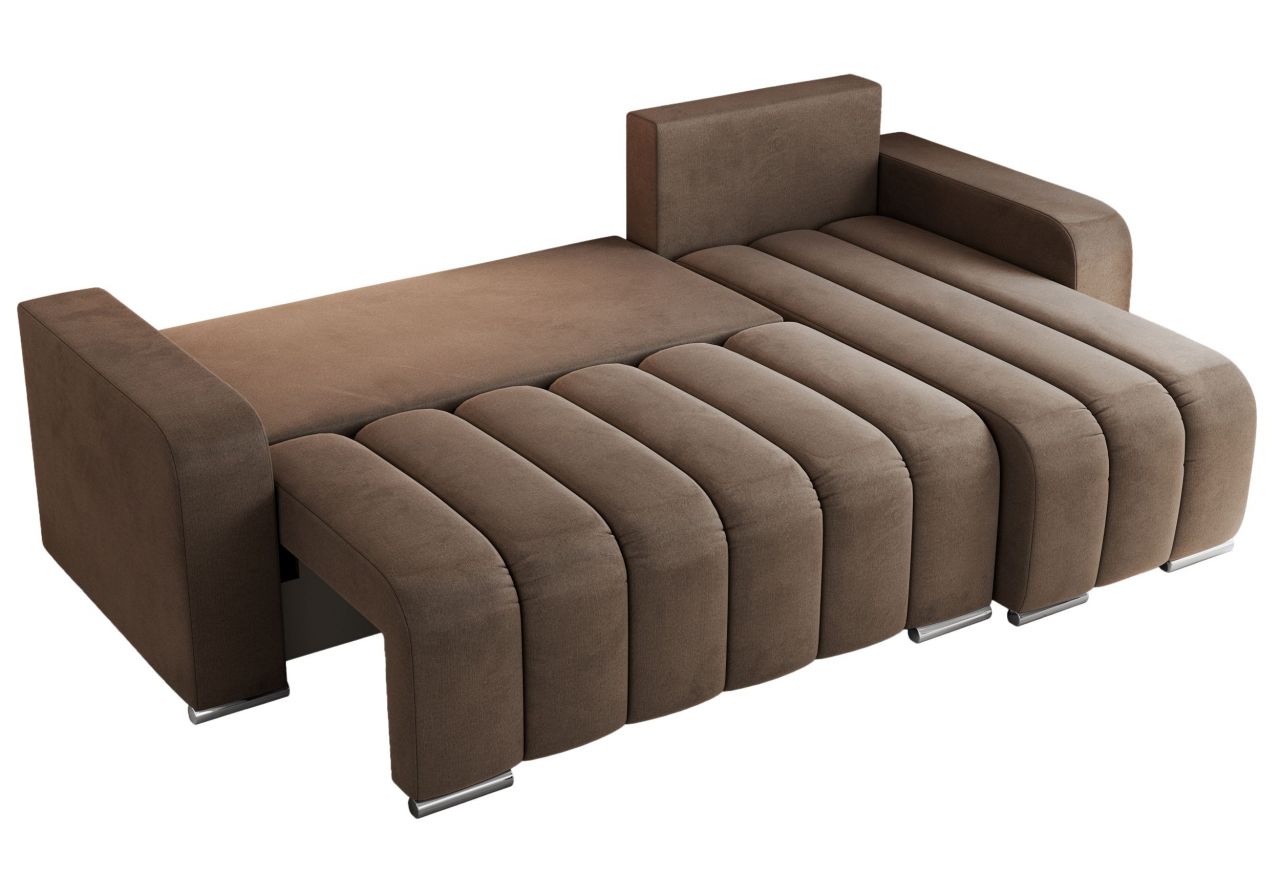 Narożnik KIRASSO L - uniwersalny - brązowy, welwet