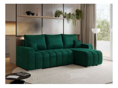 Narożnik KIRASSO L - uniwersalny - ciemnozielony, welwet