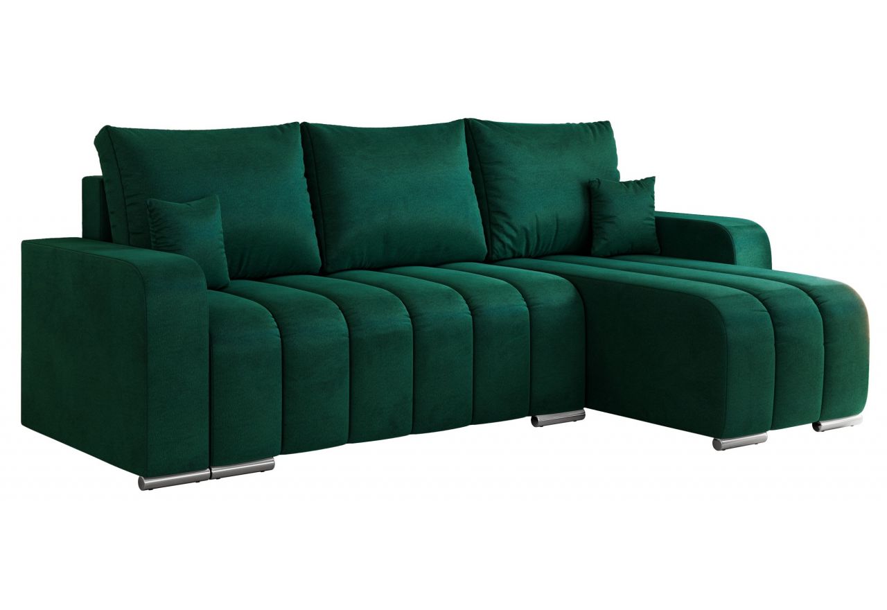 Narożnik KIRASSO L - uniwersalny - ciemnozielony, welwet