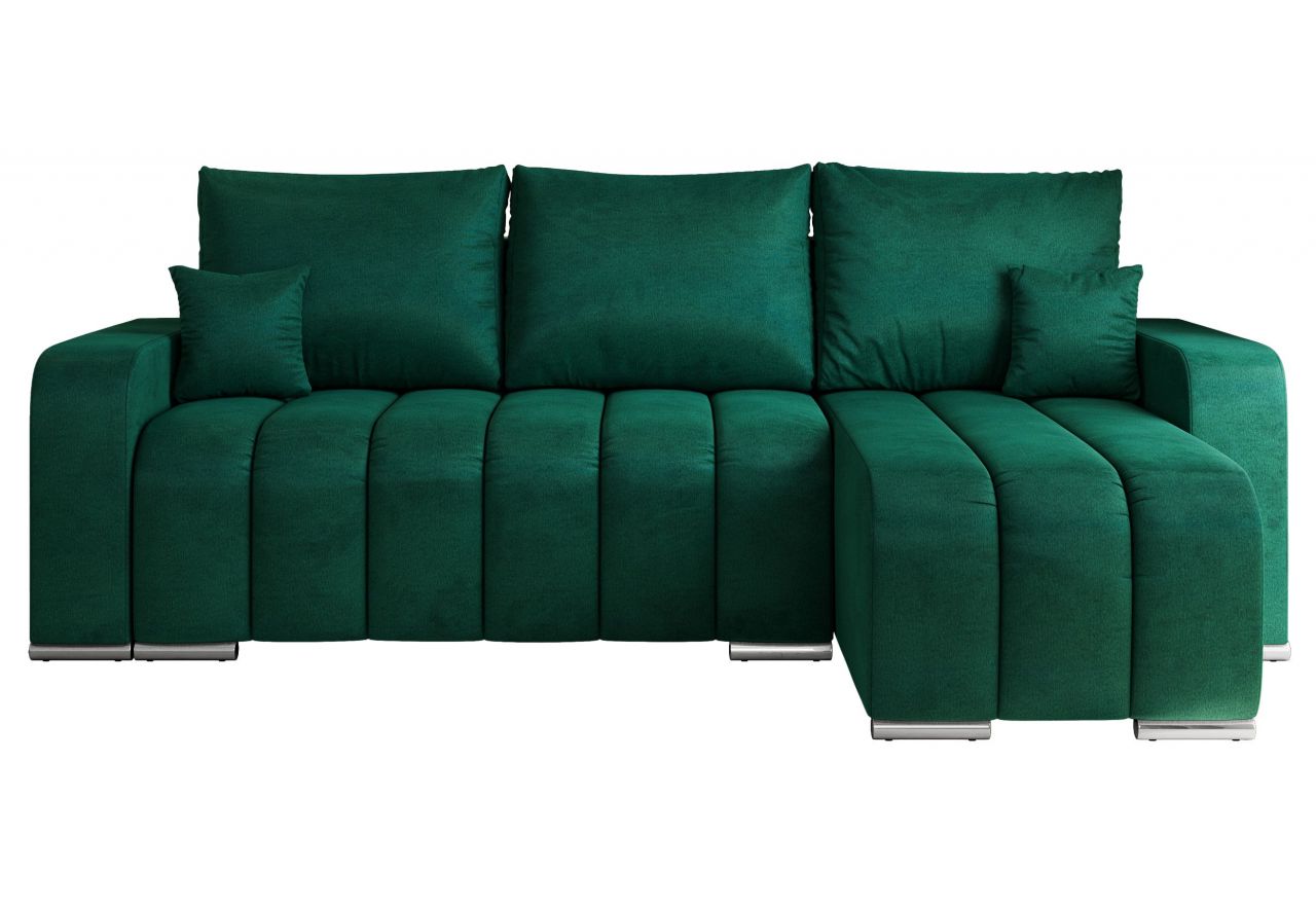 Narożnik KIRASSO L - uniwersalny - ciemnozielony, welwet