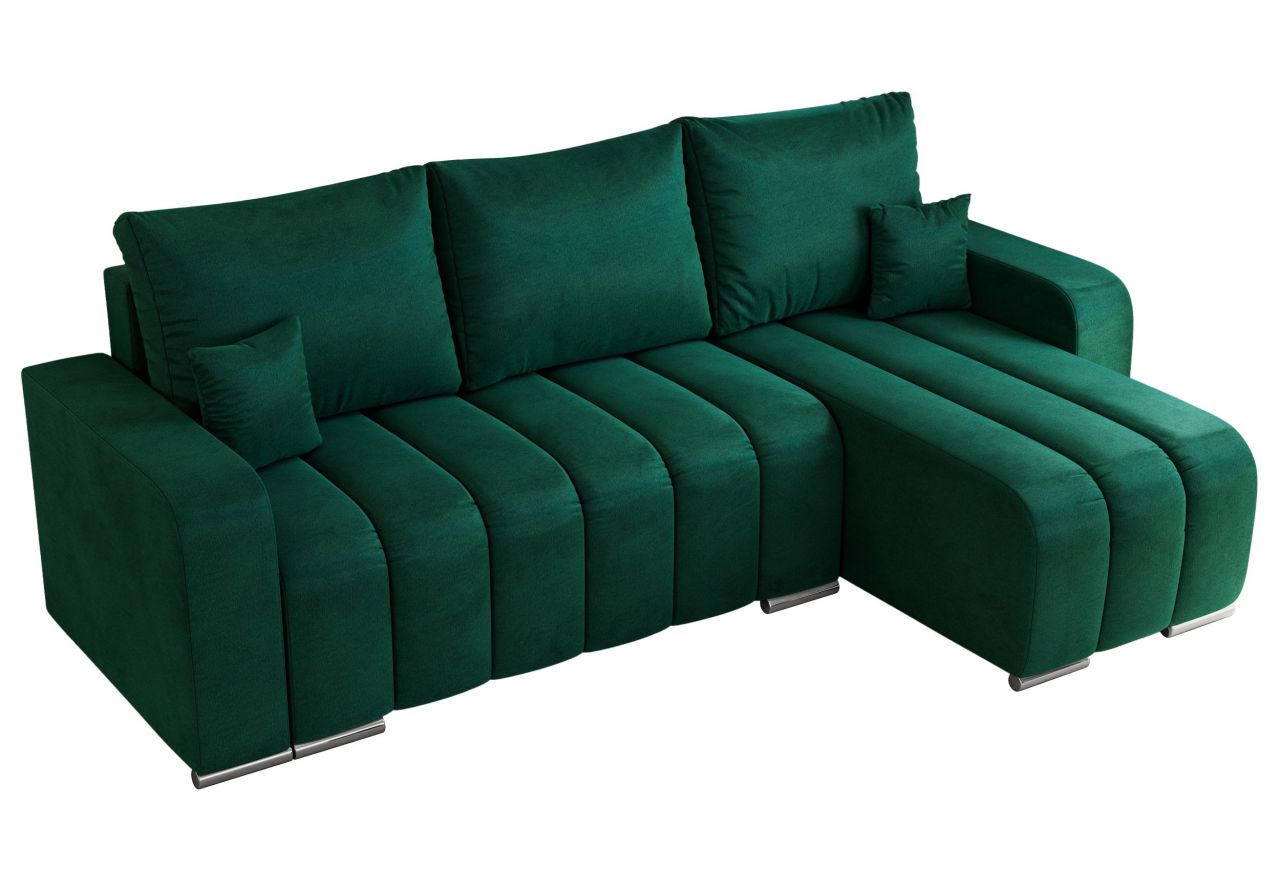 Narożnik KIRASSO L - uniwersalny - ciemnozielony, welwet