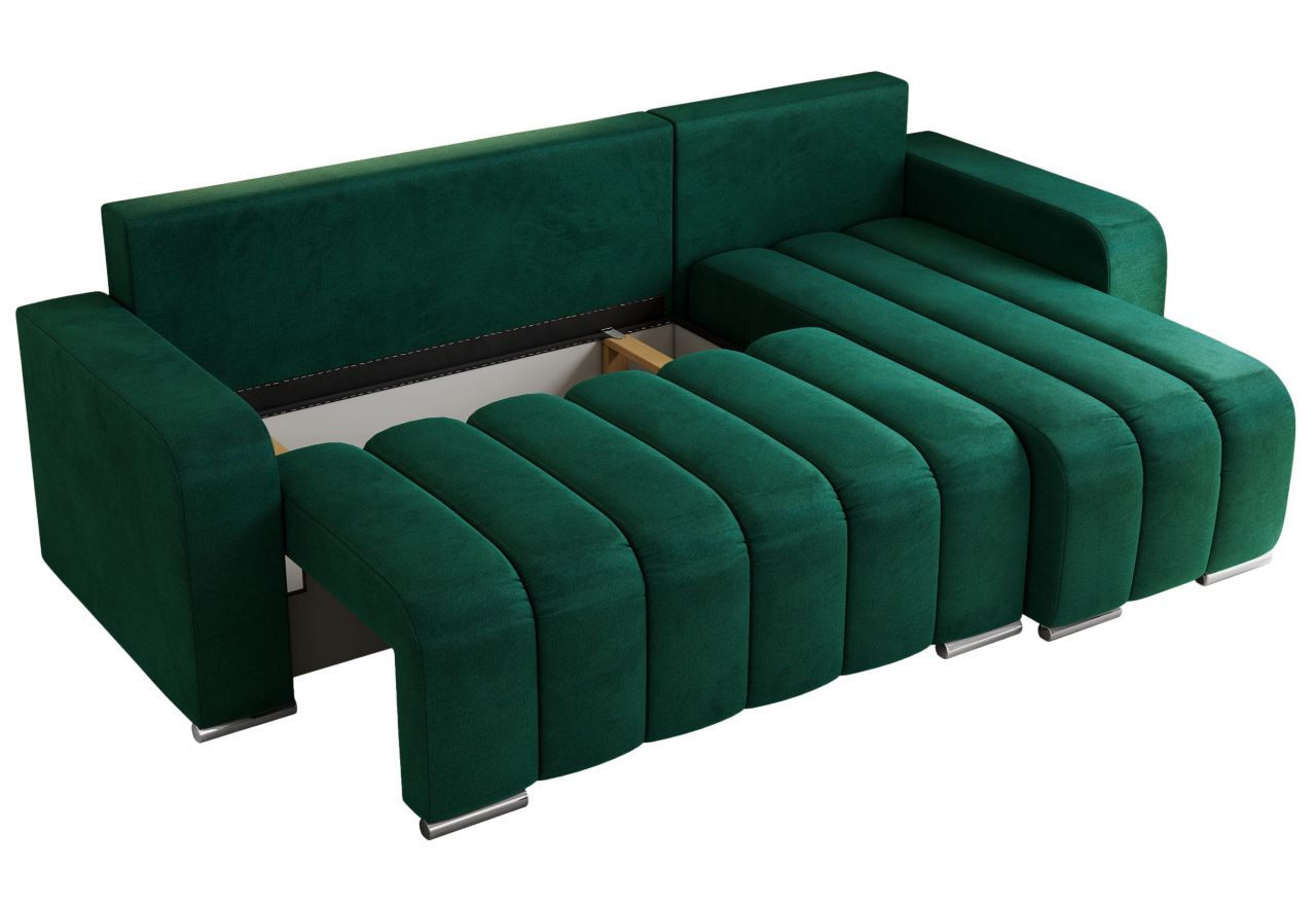 Narożnik KIRASSO L - uniwersalny - ciemnozielony, welwet
