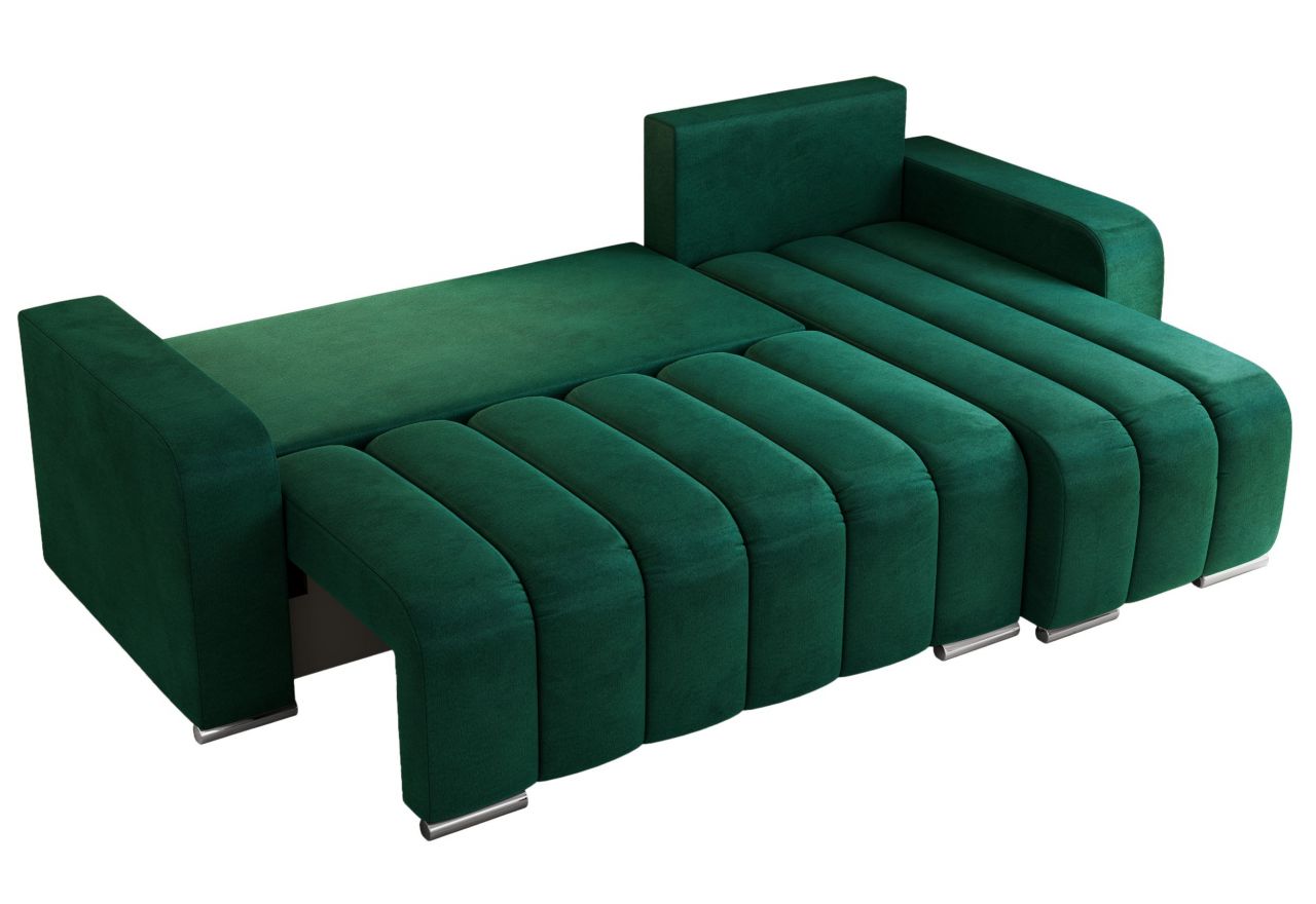 Narożnik KIRASSO L - uniwersalny - ciemnozielony, welwet