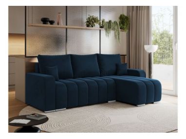 Narożnik KIRASSO L - uniwersalny - ciemnoniebieski, welwet