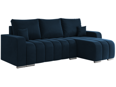 Narożnik KIRASSO L - uniwersalny - ciemnoniebieski, welwet