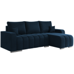 Narożnik KIRASSO L - uniwersalny - ciemnoniebieski, welwet