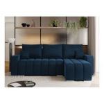 Narożnik KIRASSO L - uniwersalny - ciemnoniebieski, welwet