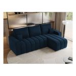 Narożnik KIRASSO L - uniwersalny - ciemnoniebieski, welwet